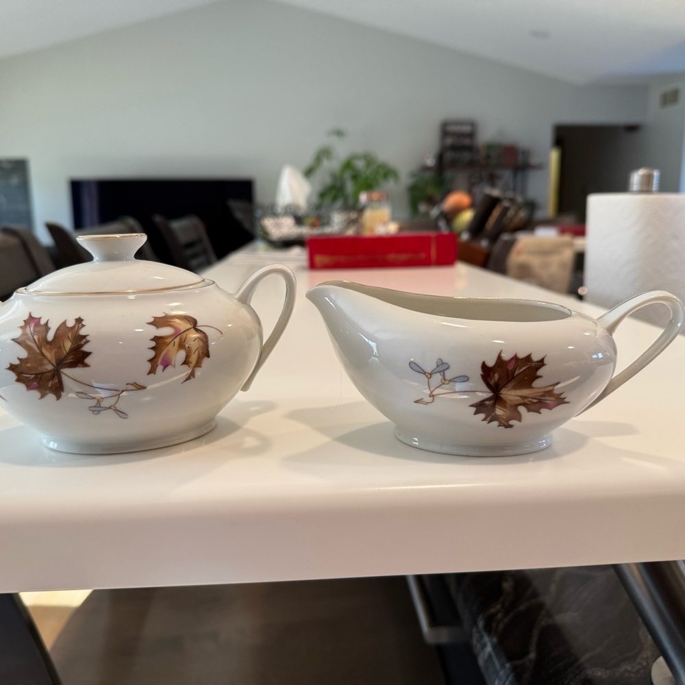 Empress China Autumn Leaves Sugar and Creamer Set